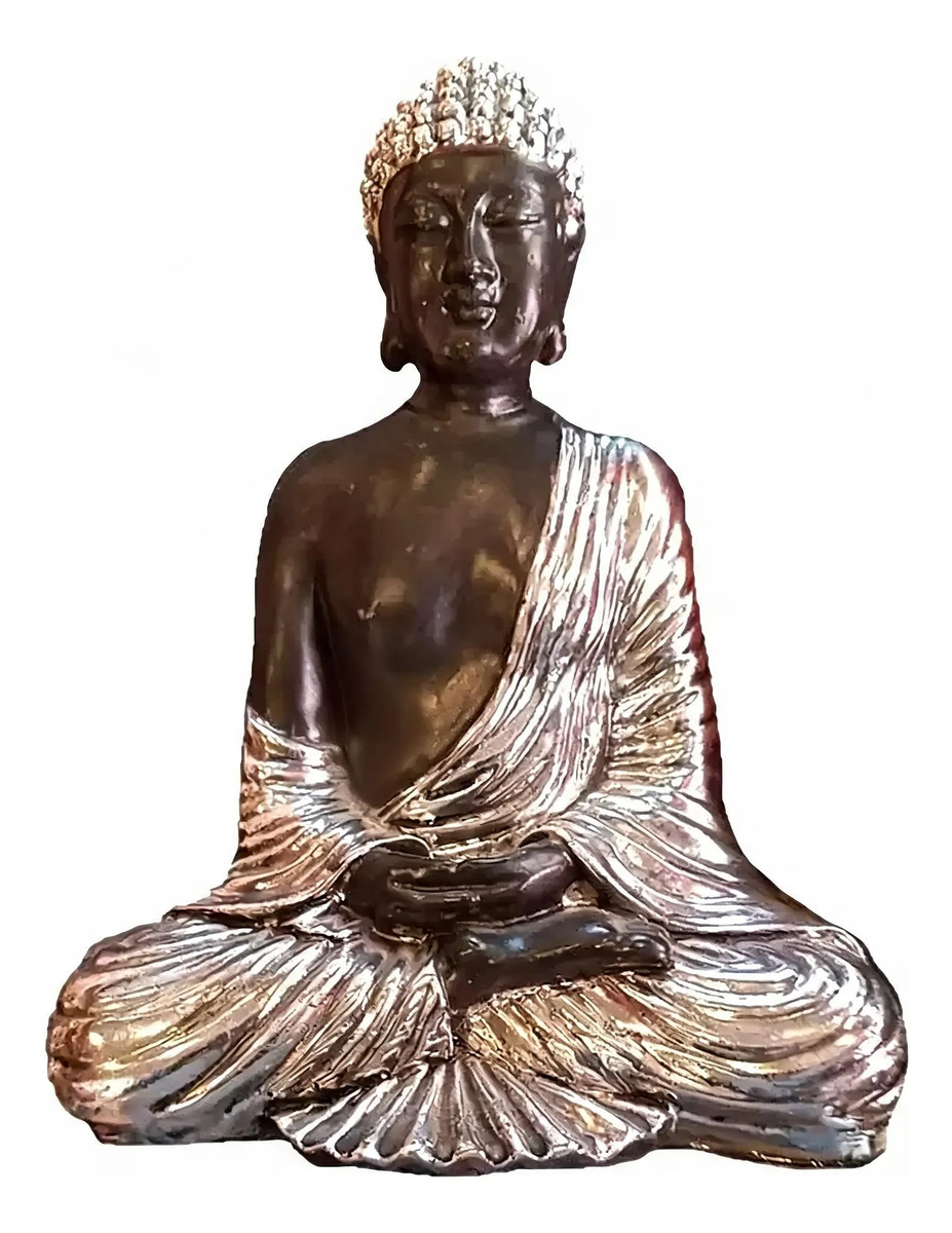Buda Hindu Meditando Cromado Deco Zen Interior - Imagen 5