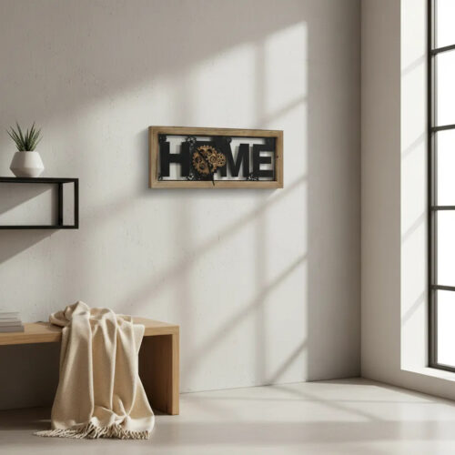 Reloj De Pared Home Negro Engranajes Deco Hogar Vintage 60cm