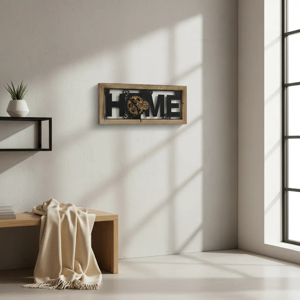 Reloj De Pared Home Negro Engranajes Deco Hogar Vintage 60cm