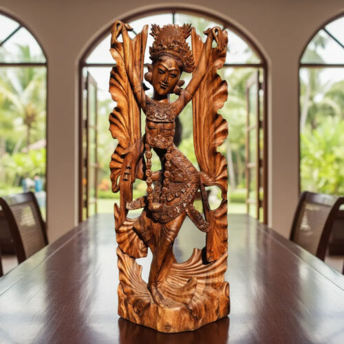Bailarina Bali Teka Madera 105cm Escultura Femenina