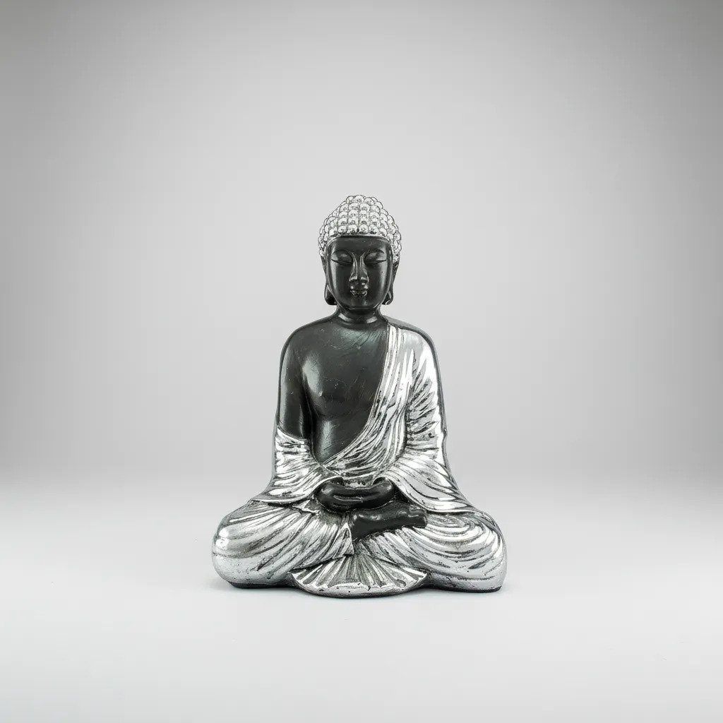 Buda Hindu Meditando Cromado Deco Zen Interior - Imagen 8