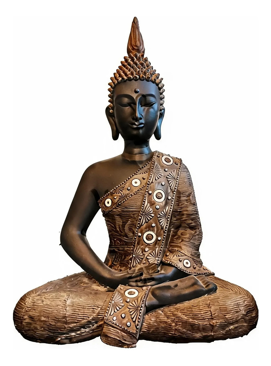 Buda Thai Meditando Sentado Negro Deco 40cm - Imagen 9