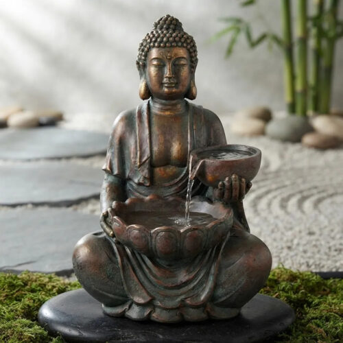 Fuentes De Agua Buda En Loto Deco Moderno Feng Shui 80cm