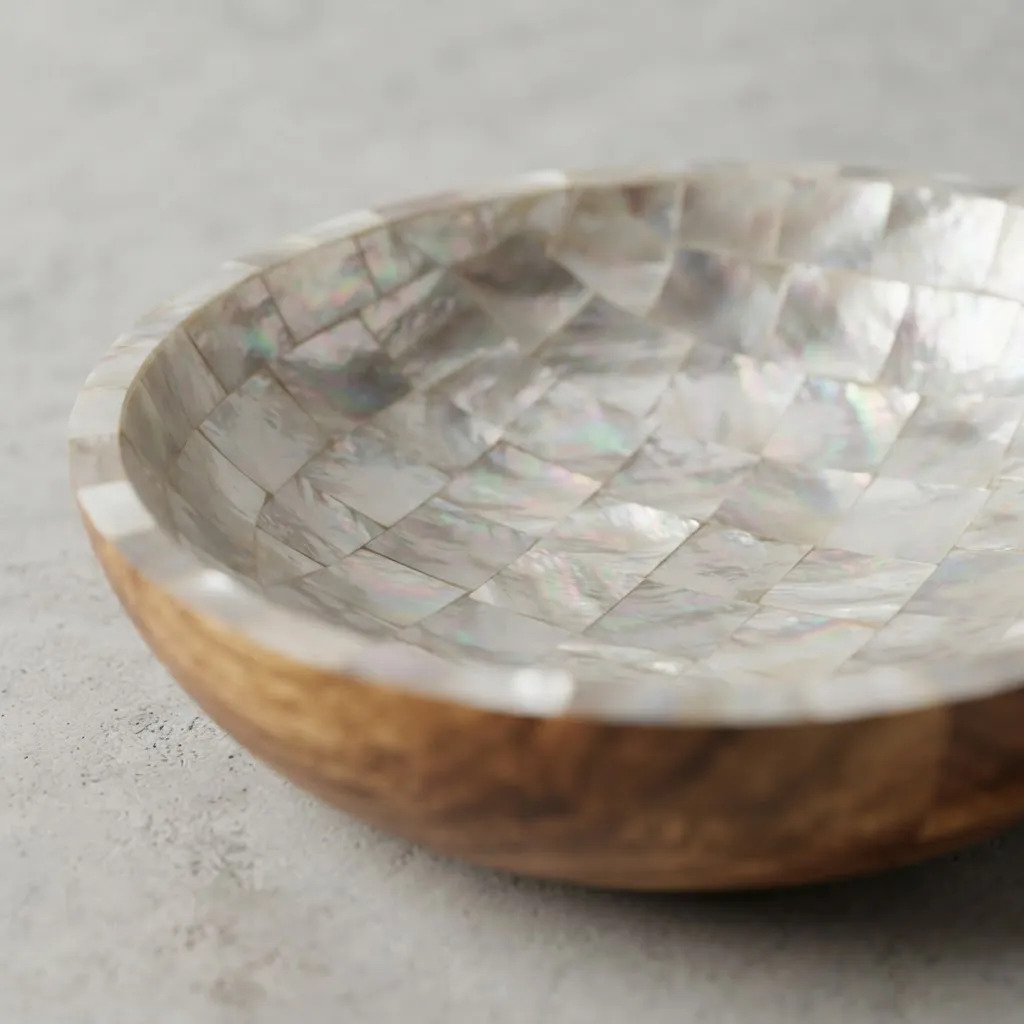 Plato De Nacar Y Madera De Teka 12cm Deco Bali - Imagen 5
