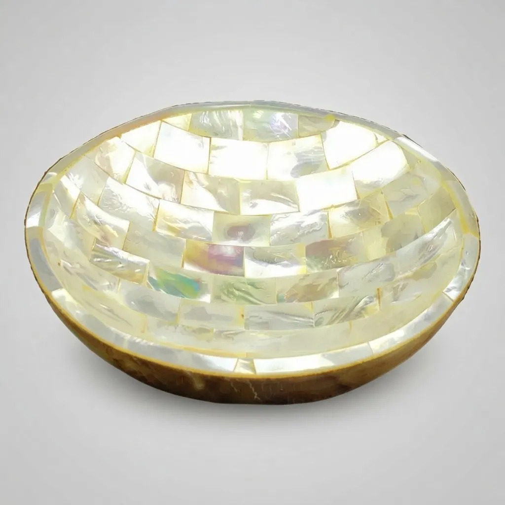 Plato De Nacar Y Madera De Teka 12cm Deco Bali - Imagen 6